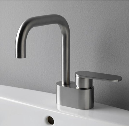 Immagine di Flaminia X1 miscelatore monocomando per lavabo, finitura acciaio spazzolato X13055