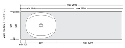 Immagine di Flaminia IO mensola L.150 P.55 con foro centrale per lavabo IO60 (art. IO4260), finitura rovere moro IO60M2RM