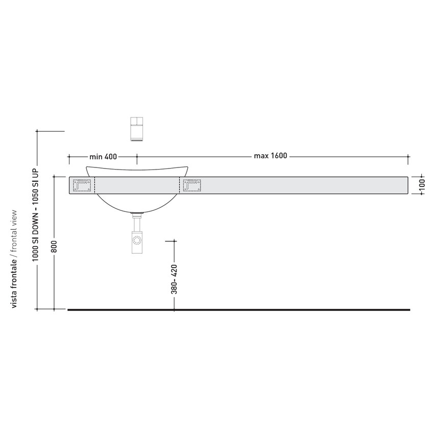 Immagine di Flaminia IO mensola L.200 P.55 con foro centrale per lavabo IO60 (art. IO4260), finitura rovere moro IO60M3RM