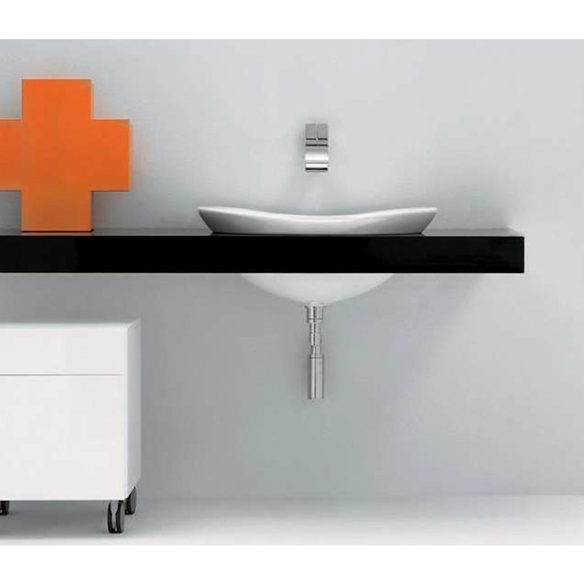 Immagine di Flaminia IO mensola L.200 P.55 con foro centrale per lavabo IO60 (art. IO4260), finitura rovere moro IO60M3RM