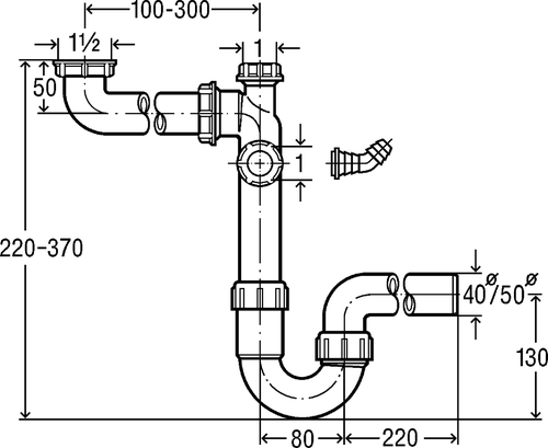 Immagine di Viega sifone crea spazio per lavello 104429