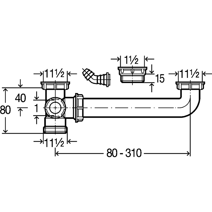 Immagine di Viega raccordo di scarico per lavello doppio 104917