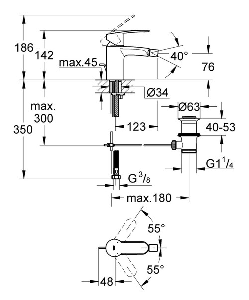 Miscelatore monocomando
per bidet