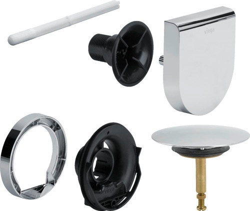 Immagine di Viega MULTIPLEX set colonna scarico vasca automatica h 180-400 e accessori di completamento, finitura cromo 103071-724597