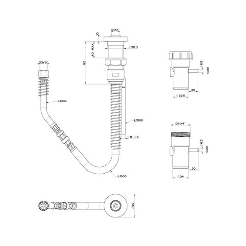 Immagine di Gessi Sistema di recupero acqua per flessibile doccetta bordo vasca. Non abbinabile a 01669, 01658, 01663 e 01664. 01753#031