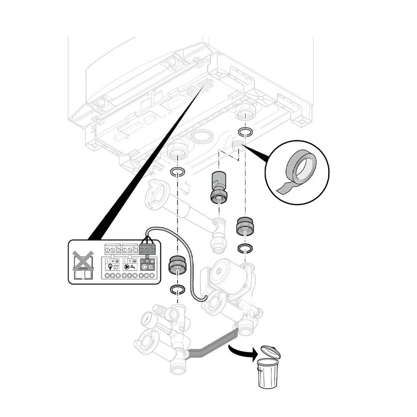 Immagine di Bosch Adattatore (manicotto con bocchettone) per installare le caldaie ZBR...-3 con i gruppi idraulici con pompa modulante UPER 25-80 7736700106
