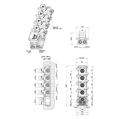 Immagine di Gessi Parte incasso per miscelatore termostatico alta portata 43107#031
