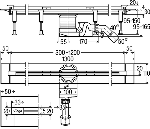 Immagine di Viega ADVANTIX VARIO corpo base corriacqua lunghezza regolabile 686277