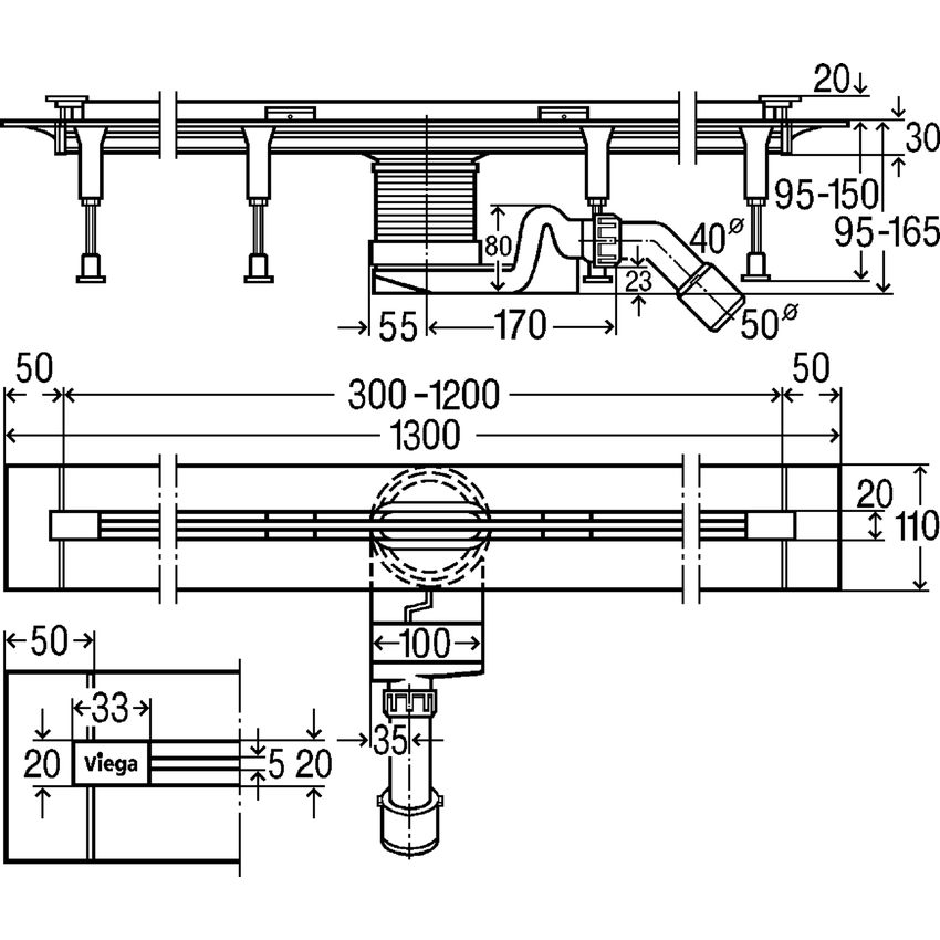 Immagine di Viega ADVANTIX VARIO corpo base corriacqua lunghezza regolabile 686277