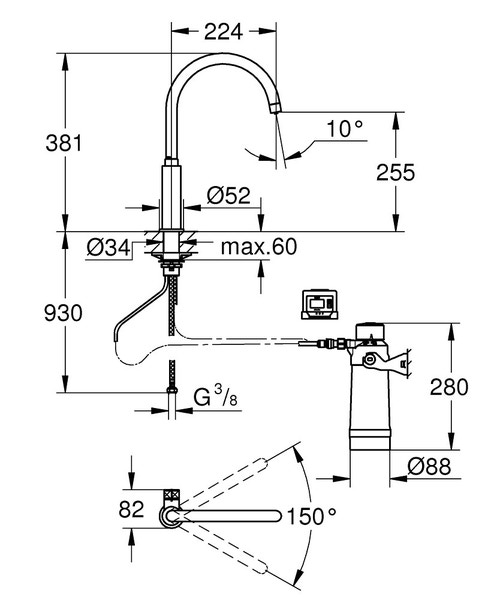 Immagine di Grohe BLUE PURE MONO miscelatore monocomando per lavello con sistema filtrante dell’acqua finitura cromo lucido 30387000