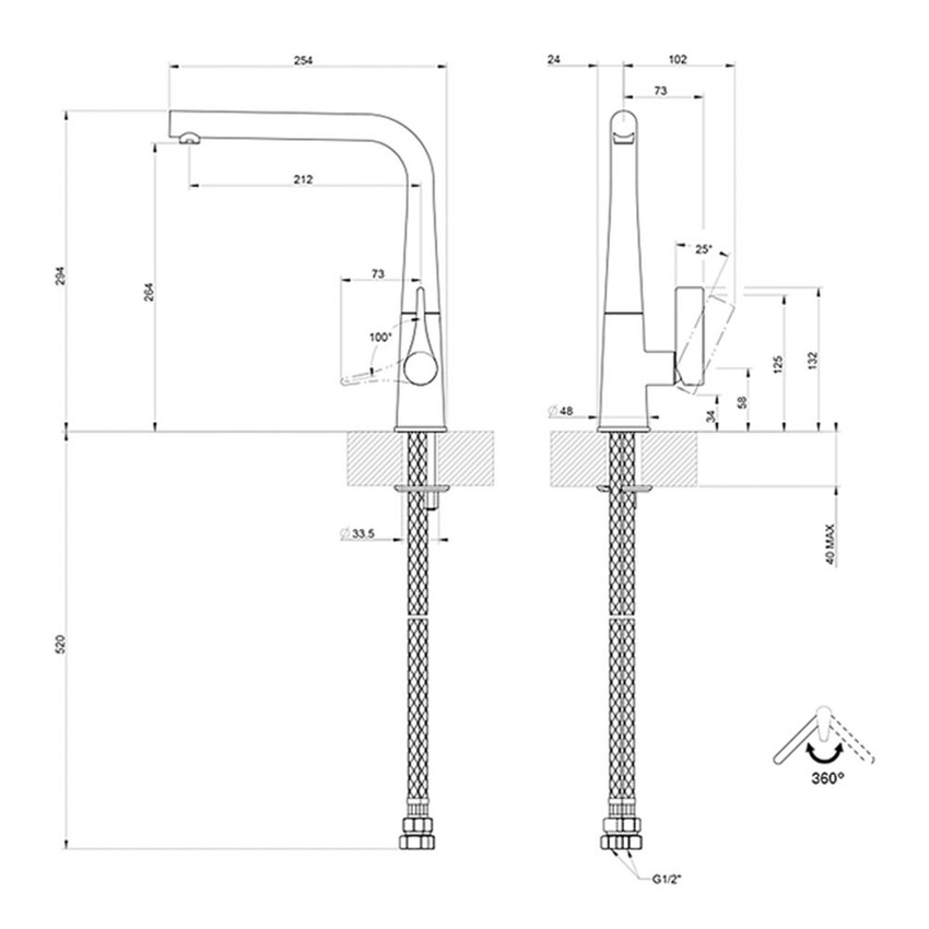 Immagine di Gessi PROTON miscelatore monocomando con canna girevole, finitura cromo 17175#031