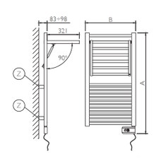 Immagine di Deltacalor DINAMIC PLUS ELECTRIC scaldasalviette stendino H.100,3 L.50 cm, colore bianco SED3093050TB