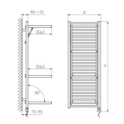 Immagine di Deltacalor STENDY ELEGANCE ELECTRIC PLUS scaldasalviette stendino H.139 L.50,3 cm, finitura cromo SRD3130048TC