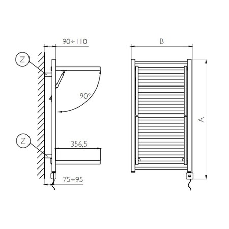 Immagine di Deltacalor STENDY ELEGANCE ELECTRIC PLUS scaldasalviette stendino H.99 L.50,3 cm, colore pastel grey beige finitura lucido SRD3090048TR1019G