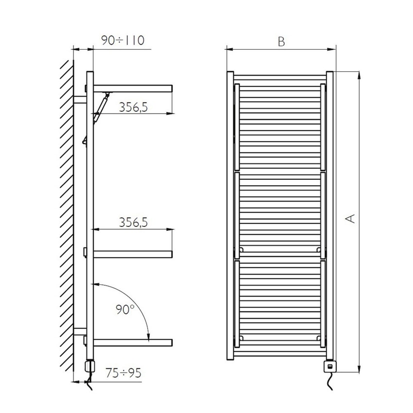 Immagine di Deltacalor STENDY ELEGANCE ELECTRIC PLUS scaldasalviette stendino H.139 L.50,3 cm, colore bianco SRD3130048TB