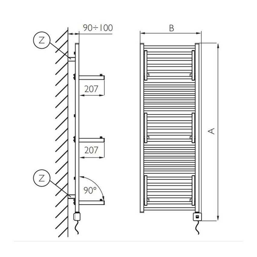 Immagine di Deltacalor STENDY SHORT ELECTRIC PLUS scaldasalviette stendino H.145,7 L.50,3 cm, colore pastel grey beige finitura opaco SSD3137048TR1019M