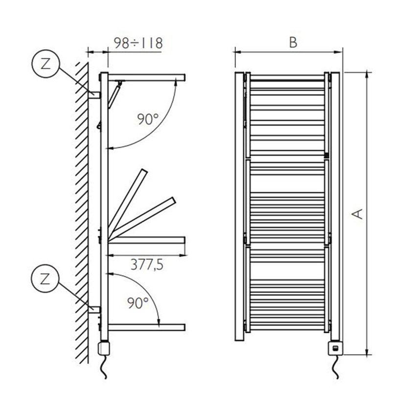 Immagine di Deltacalor STENDY ELECTRIC PLUS scaldasalviette stendino H.138 L.52,9 cm, colore bianco SYD4132050NB