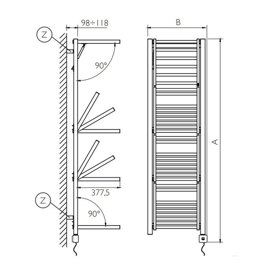 Immagine di Deltacalor STENDY ELECTRIC PLUS scaldasalviette stendino H.183,2 L.52,9 cm, finitura cromo SYD3175050TC