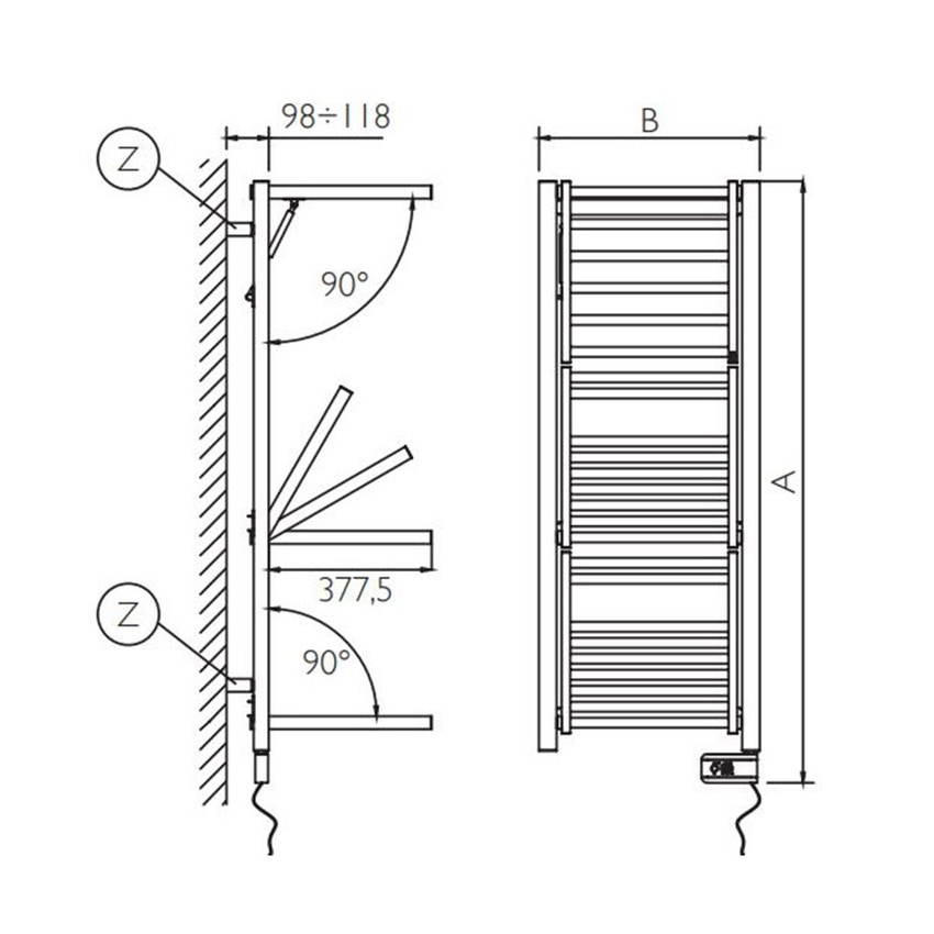 Immagine di Deltacalor STENDY ELECTRIC scaldasalviette stendino H.138 L.21,2 cm, colore bianco SYEP132050TB