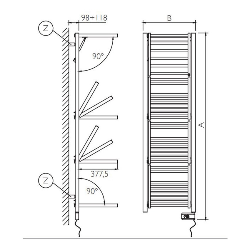 Immagine di Deltacalor STENDY ELECTRIC scaldasalviette stendino H.180,9 L.21,2 cm, colore bianco SYEP175050TB