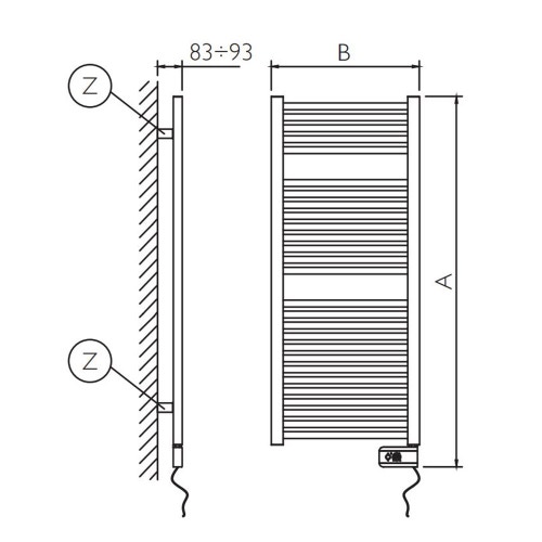Immagine di Deltacalor ELECTRO scaldasalviette H.125,1 L.50 cm, colore bianco BAEP120050TB