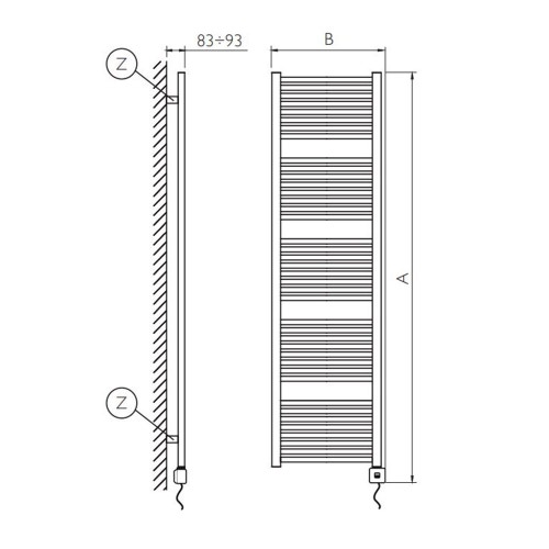 Immagine di Deltacalor ELECTRO PLUS scaldasalviette 2 intervalli, H.189,1 L.51,5 cm, con cronotermostato bluetooth, finitura cromo BAD4180050NC