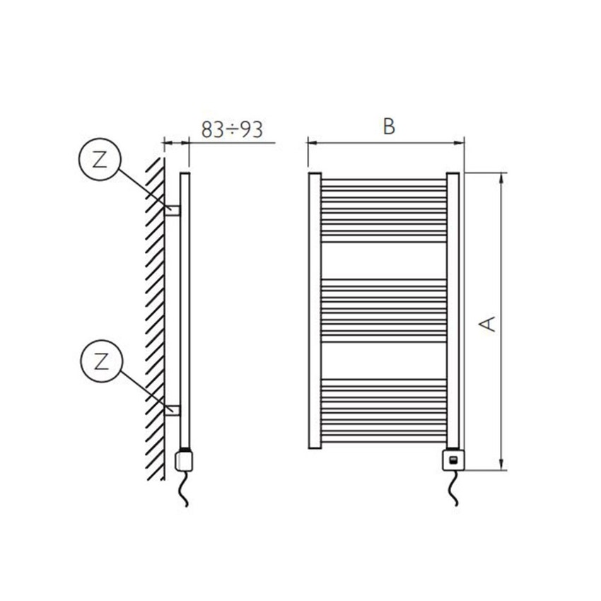 Immagine di Deltacalor ELECTRO PLUS scaldasalviette 2 intervalli, H.100,3 L.51,5 cm, con cronotermostato bluetooth, colore bianco BAD4092050NB