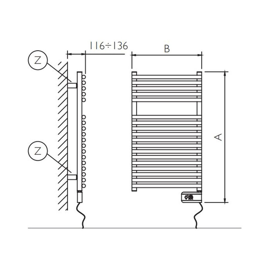 Immagine di Deltacalor HEGO 23 ELECTRIC scaldasalviette H.84,4 L.50 cm, colore bianco HG23D2077050TB