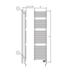 Immagine di Deltacalor HEGO 23 ELECTRIC scaldasalviette H.188 L.50 cm, colore bianco HG23D2181050TB