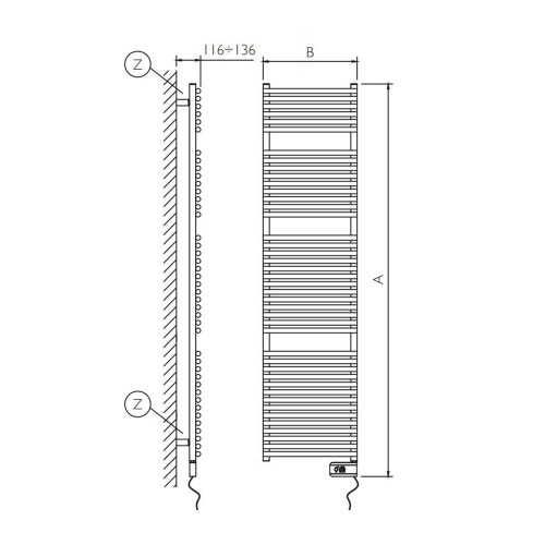 Immagine di Deltacalor HEGO 23 ELECTRIC scaldasalviette H.188 L.50 cm, finitura cromo HG23D2181050TC
