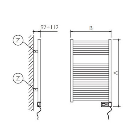 Immagine di Deltacalor RIGHT ELECTRIC scaldasalviette H.88,4 L.48 cm, colore bianco RGEP082048TB
