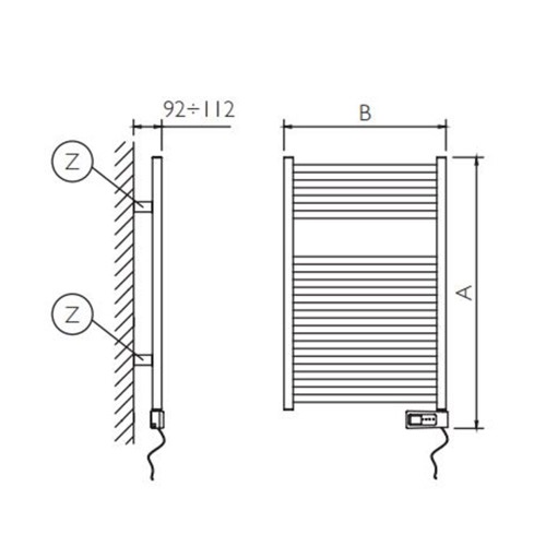 Immagine di Deltacalor RIGHT ELECTRIC scaldasalviette H.88,4 L.48 cm, colore bianco RGEP082048TB