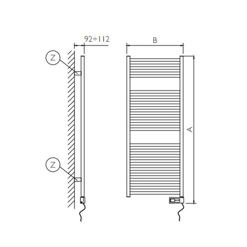 Immagine di Deltacalor RIGHT ELECTRIC scaldasalviette H.138,4 L.58 cm, colore bianco RGEP132058TB