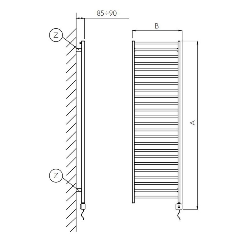 Immagine di Deltacalor SLIM-C ELECTRIC PLUS scaldasalviette H.177,8 L.52,8 cm, colore bianco SCD4172050NB