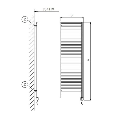 Immagine di Deltacalor SLIM-Q ELECTRIC PLUS scaldasalviette H.177,8 L.52,8 cm, finitura cromo SQD4172050NC