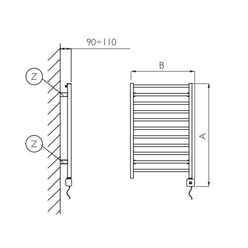 Immagine di Deltacalor SLIM-Q ELECTRIC PLUS scaldasalviette H.86,8 L.52,8 cm, colore bianco SQD4081050NB