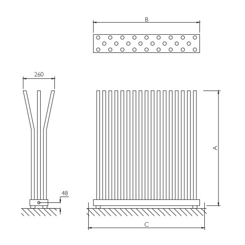 Immagine di Deltacalor BAMBÚ radiatore cromato H.95 L.47 cm, finitura cromo BU014