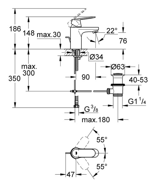Miscelatore monocomando 
per lavabo