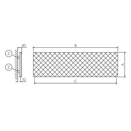 Immagine di Deltacalor QUILT ORIZZONTALE radiatore H.38 L.150 cm, in acciaio inox, finitura black steel QT1H150038XN