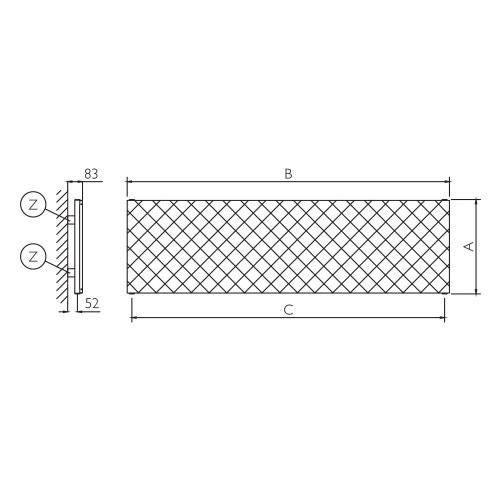 Immagine di Deltacalor QUILT ORIZZONTALE radiatore H.38 L.200 cm, in acciaio inox, finitura black steel QT1H200038XN
