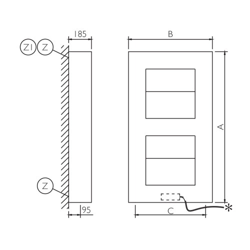 Immagine di Deltacalor CUBE radiatore 2 vani H.122 L.68 cm, colore bianco Z502B
