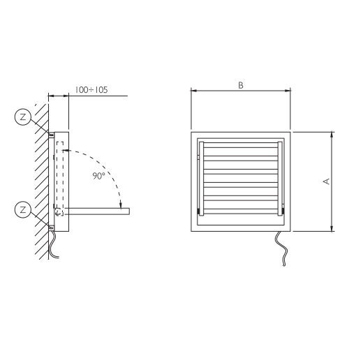 Immagine di Deltacalor TOWEL BOX scaldasalviette quadrato 48 cm, colore pastel jet black finitura lucido TB048048ER9005G