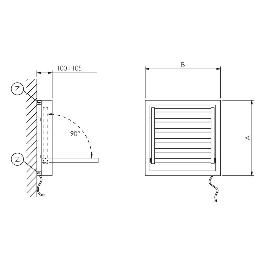 Immagine di Deltacalor TOWEL BOX scaldasalviette quadrato 48 cm, colore pastel jet black finitura lucido TB048048ER9005G