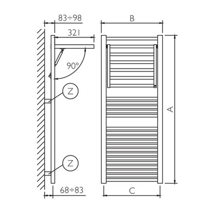 Immagine di Deltacalor DINAMIC PLUS scaldasalviette stendino H.120,9 L.50 cm, colore bianco SED121050B