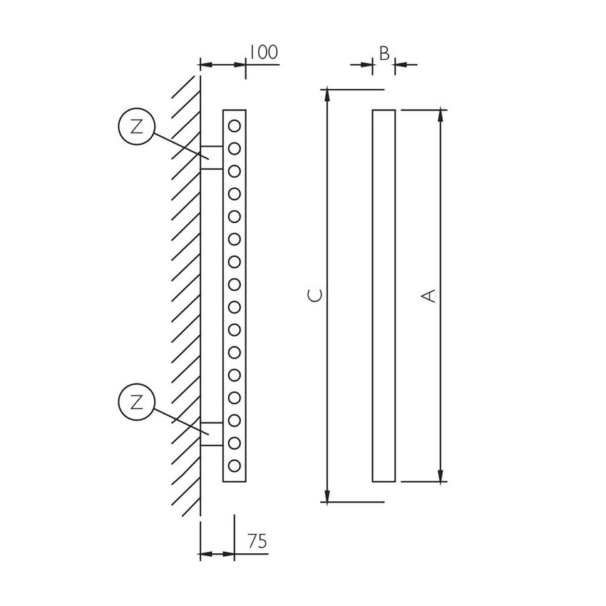Immagine di Deltacalor FREESYSTEM collettore 16 tubi, H.82 cm, finitura cromo FS800C