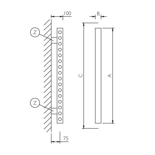 Immagine di Deltacalor FREESYSTEM scaldasalviette 28 tubi, H.142 cm, finitura cromo FS1500C-8HP400C-10HP500C-10HP600C