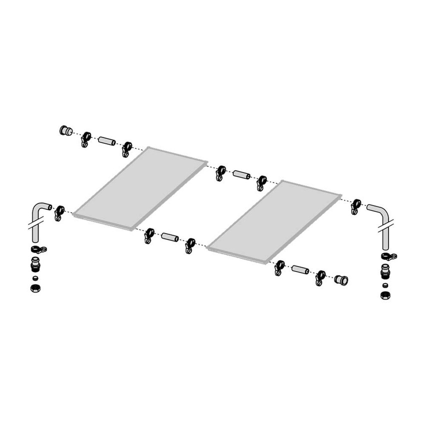 Immagine di Bosch WF S20 Kit di connessione idraulica per il montaggio sopra tetto per ciascuna fila di collettori solari FCC220-2V con lunghezza 1 metro cad a tubo 8718532286