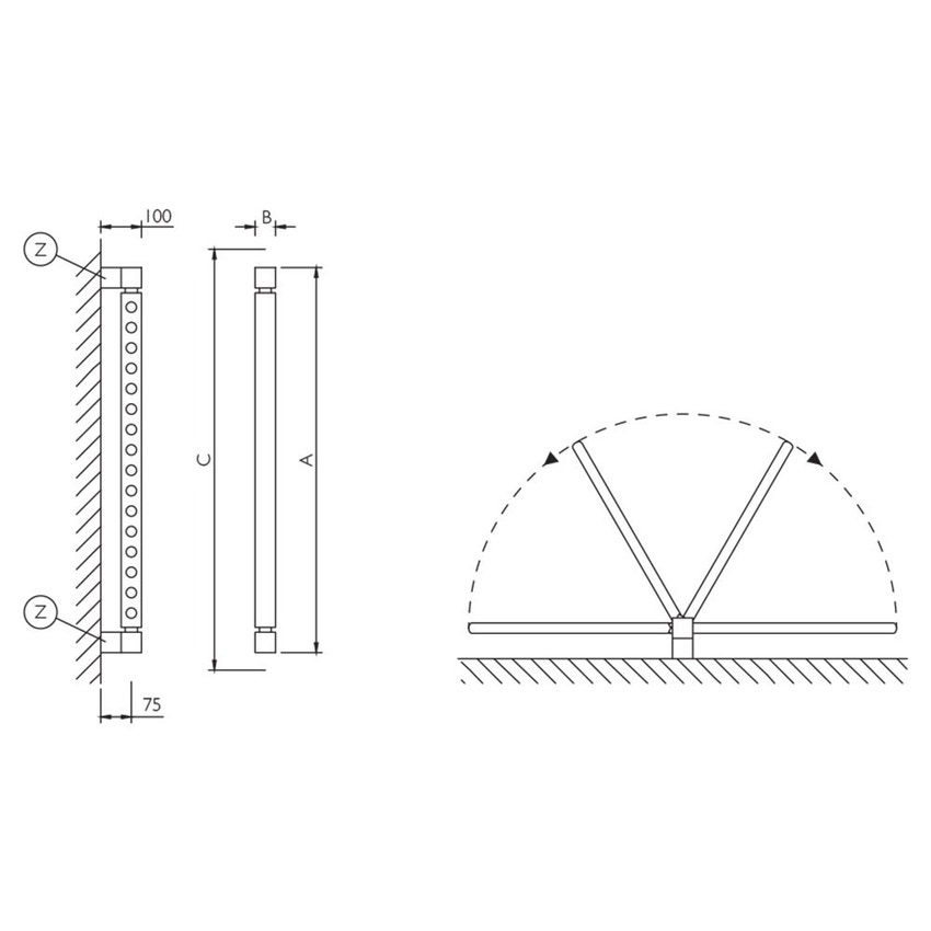 Immagine di Deltacalor MOVESYSTEM collettore 36 tubi, H.194 cm, finitura cromo FSG1800C