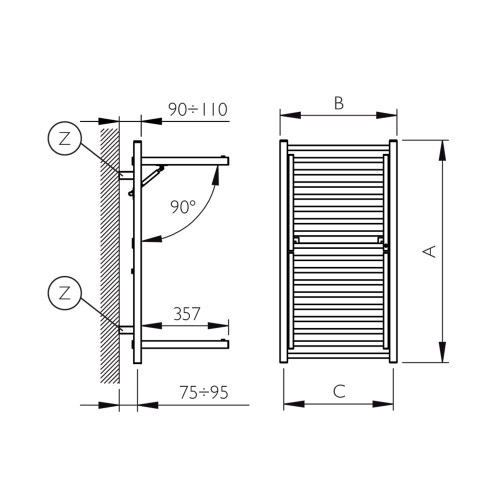 Immagine di Deltacalor STENDY ELEGANCE scaldasalviette stendino H.90,5 L.48 cm, finitura cromo SR090048C