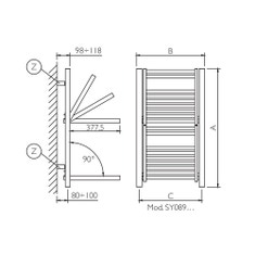 Immagine di Deltacalor STENDY scaldasalviette stendino H.88,9 L.51,2 cm, finitura cromo SY089050C